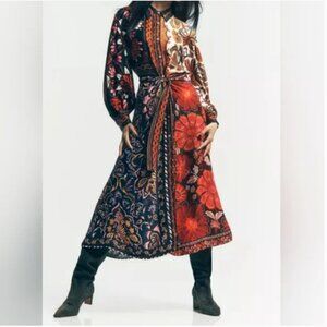 Farm Rio Miranda Shirt Midi Colorful Button down Dress size S